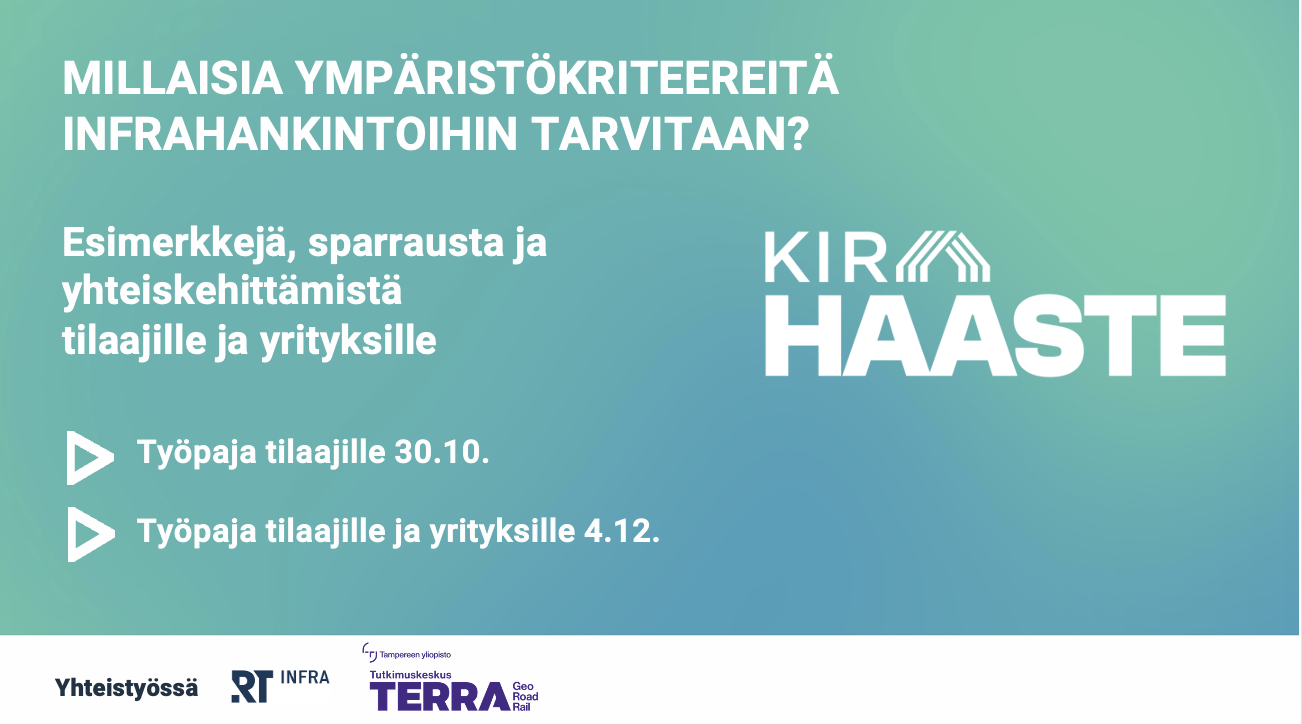 ETÄTYÖPAJAT: Millaisia ympäristökriteereitä infrahankintoihin tarvitaan? Esimerkkejä, sparrausta ja yhteiskehittämistä tilaajille ja yrityksille